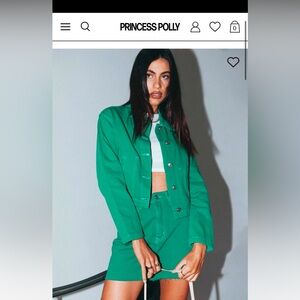 Princess Polly Green Aurelie Denim Jacket